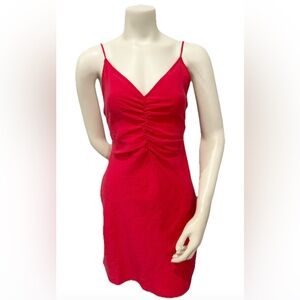 ZARA Red Ruched Mini Slip Dress Size S – Flirty Summer Party Look